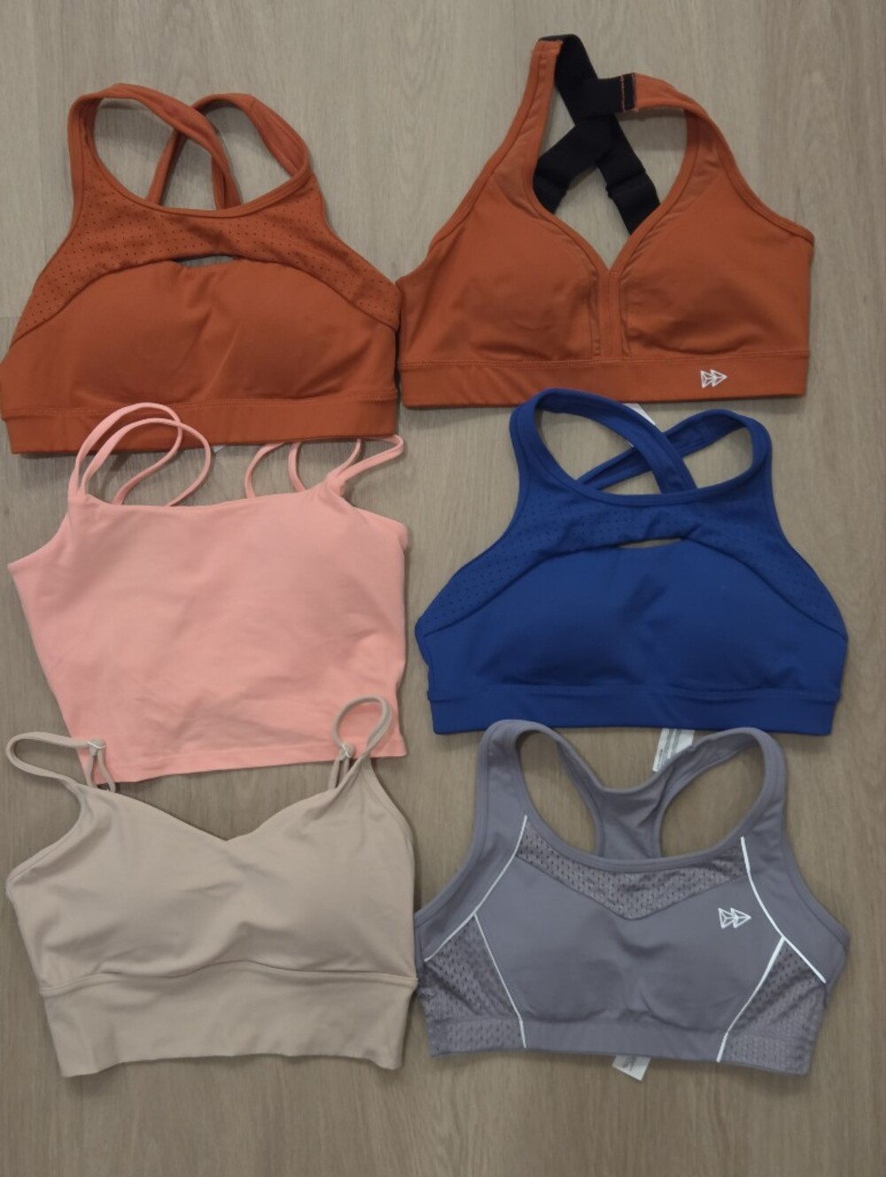 6 Active Sports Bra Set - Orange, Blue, Pink, Gray, Cream